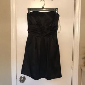 Black strapless bridesmaid dress